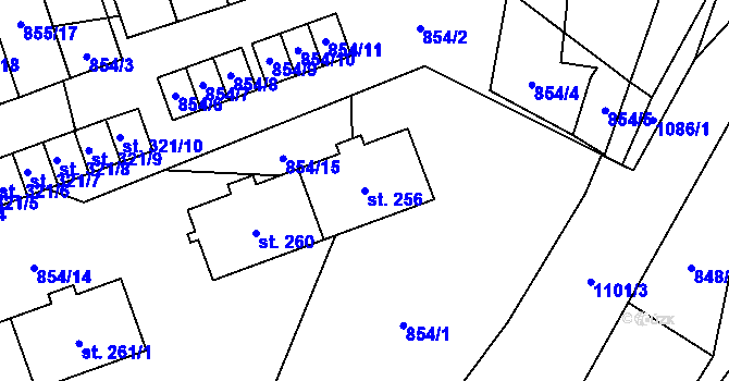 Parcela st. 256 v KÚ Mladkov, Katastrální mapa