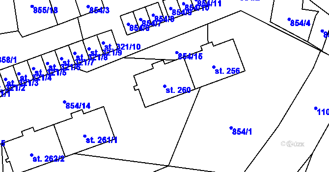 Parcela st. 260 v KÚ Mladkov, Katastrální mapa
