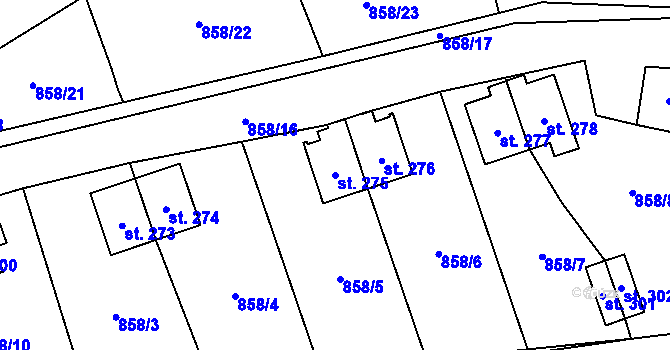 Parcela st. 275 v KÚ Mladkov, Katastrální mapa