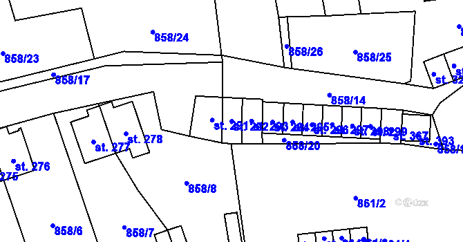 Parcela st. 292 v KÚ Mladkov, Katastrální mapa