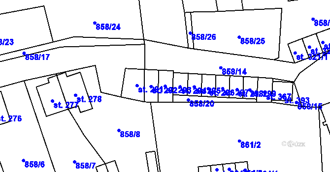 Parcela st. 293 v KÚ Mladkov, Katastrální mapa