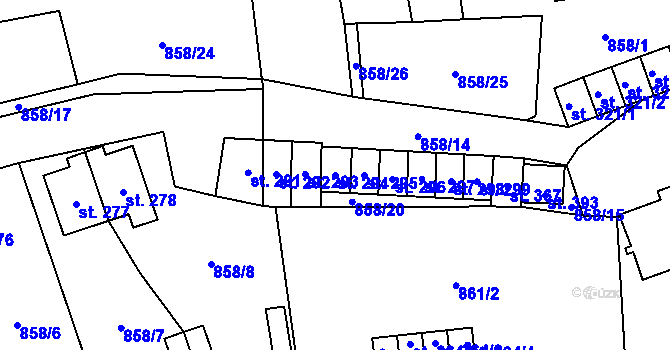 Parcela st. 294 v KÚ Mladkov, Katastrální mapa