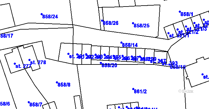 Parcela st. 295 v KÚ Mladkov, Katastrální mapa
