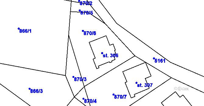 Parcela st. 306 v KÚ Mladkov, Katastrální mapa