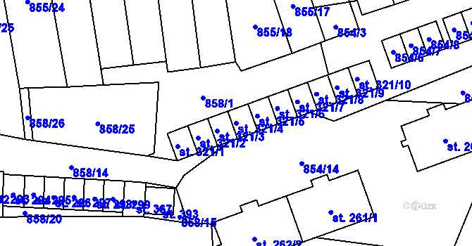Parcela st. 321/4 v KÚ Mladkov, Katastrální mapa