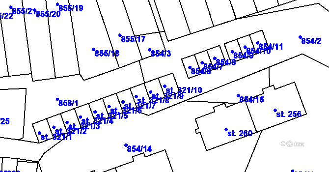 Parcela st. 321/10 v KÚ Mladkov, Katastrální mapa