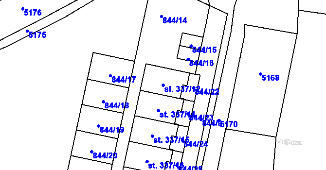 Parcela st. 337/12 v KÚ Mladkov, Katastrální mapa