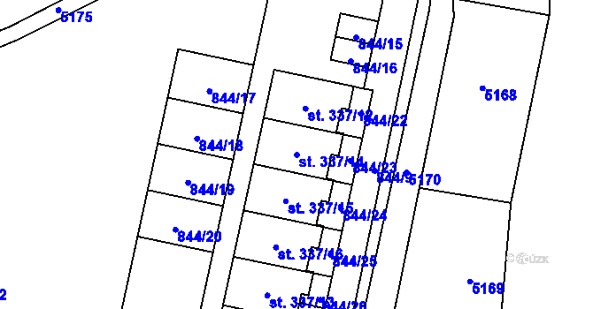 Parcela st. 337/14 v KÚ Mladkov, Katastrální mapa