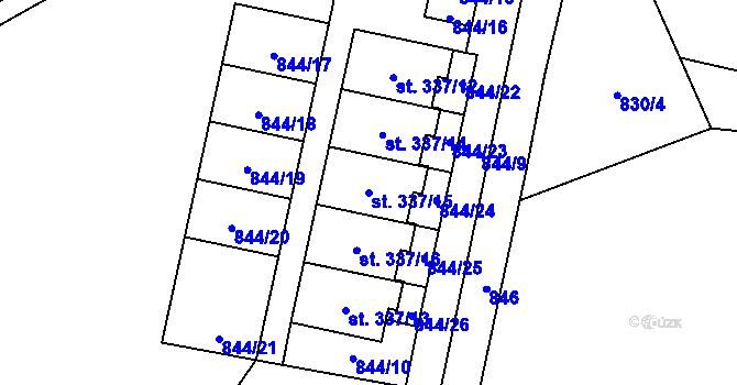 Parcela st. 337/15 v KÚ Mladkov, Katastrální mapa
