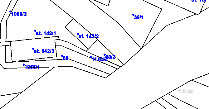 Parcela st. 68/2 v KÚ Mladkov, Katastrální mapa