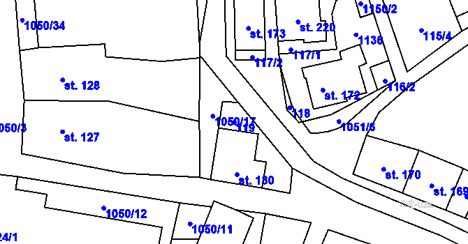 Parcela st. 119 v KÚ Mladkov, Katastrální mapa