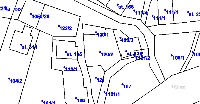 Parcela st. 120/2 v KÚ Mladkov, Katastrální mapa