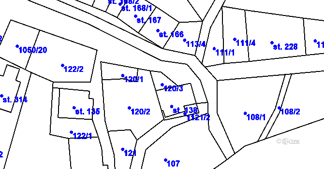 Parcela st. 120/3 v KÚ Mladkov, Katastrální mapa