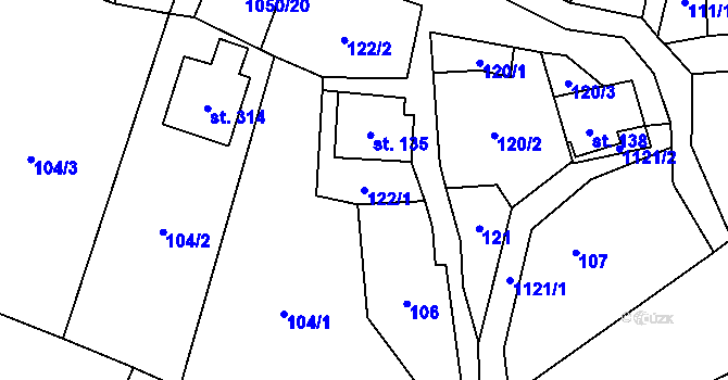 Parcela st. 122/1 v KÚ Mladkov, Katastrální mapa