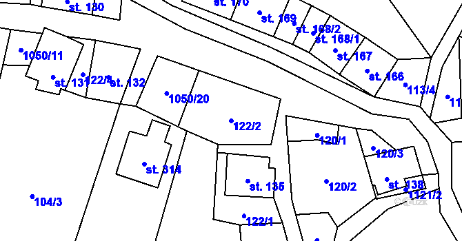 Parcela st. 122/2 v KÚ Mladkov, Katastrální mapa