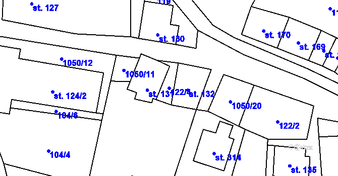 Parcela st. 122/4 v KÚ Mladkov, Katastrální mapa