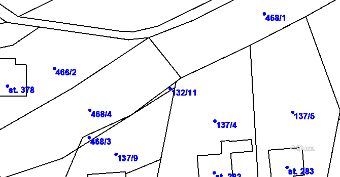 Parcela st. 132/11 v KÚ Mladkov, Katastrální mapa