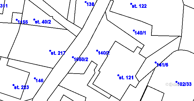 Parcela st. 140/2 v KÚ Mladkov, Katastrální mapa