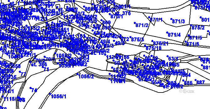 Parcela st. 1124/1 v KÚ Mladkov, Katastrální mapa