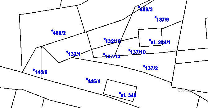 Parcela st. 137/13 v KÚ Mladkov, Katastrální mapa
