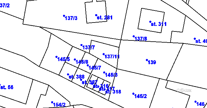 Parcela st. 137/11 v KÚ Mladkov, Katastrální mapa
