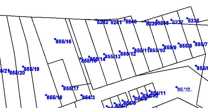 Parcela st. 855/13 v KÚ Mladkov, Katastrální mapa