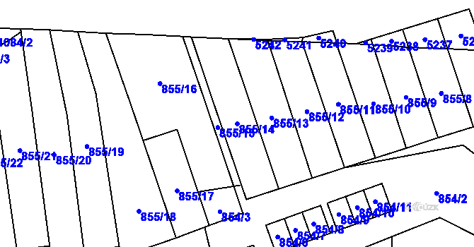 Parcela st. 855/14 v KÚ Mladkov, Katastrální mapa