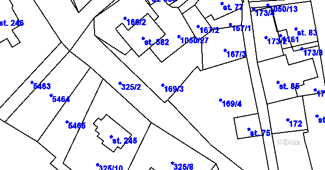 Parcela st. 169/3 v KÚ Mladkov, Katastrální mapa