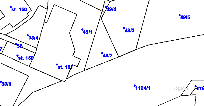 Parcela st. 49/2 v KÚ Mladkov, Katastrální mapa