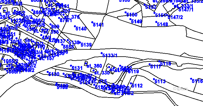 Parcela st. 5133/1 v KÚ Mladkov, Katastrální mapa