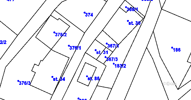 Parcela st. 31 v KÚ Petrovičky u Mladkova, Katastrální mapa