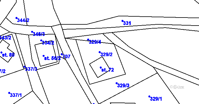Parcela st. 329/2 v KÚ Petrovičky u Mladkova, Katastrální mapa
