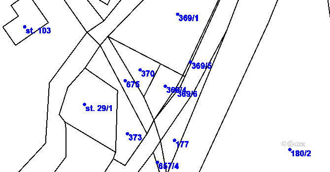 Parcela st. 369/4 v KÚ Petrovičky u Mladkova, Katastrální mapa