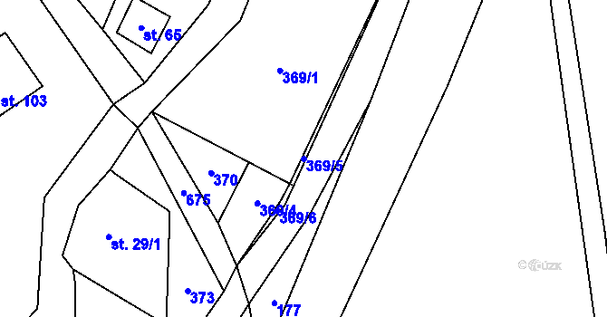 Parcela st. 369/5 v KÚ Petrovičky u Mladkova, Katastrální mapa