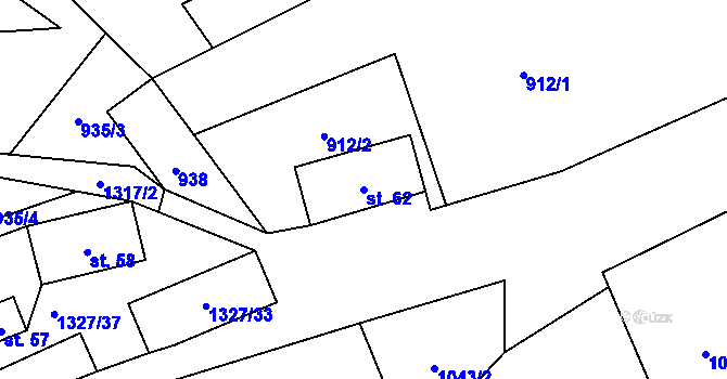 Parcela st. 62 v KÚ Mladoňov u Oskavy, Katastrální mapa