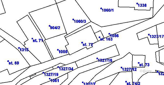 Parcela st. 72 v KÚ Mladoňov u Oskavy, Katastrální mapa