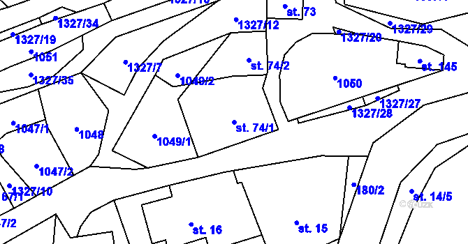Parcela st. 74/1 v KÚ Mladoňov u Oskavy, Katastrální mapa