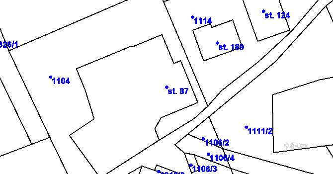 Parcela st. 87 v KÚ Mladoňov u Oskavy, Katastrální mapa