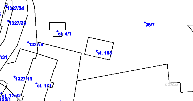 Parcela st. 158 v KÚ Mladoňov u Oskavy, Katastrální mapa