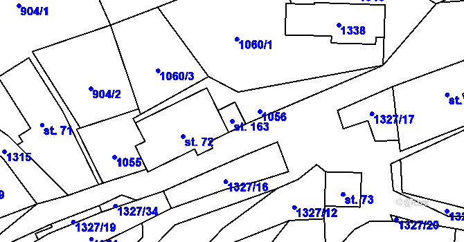 Parcela st. 163 v KÚ Mladoňov u Oskavy, Katastrální mapa