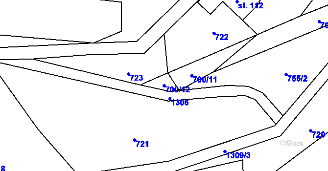 Parcela st. 700/12 v KÚ Mladoňov u Oskavy, Katastrální mapa
