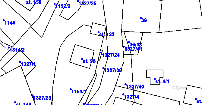 Parcela st. 1327/24 v KÚ Mladoňov u Oskavy, Katastrální mapa