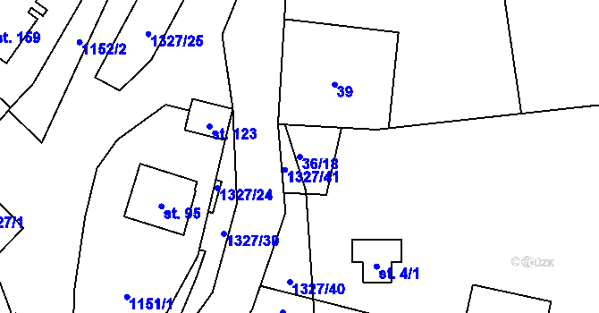 Parcela st. 36/18 v KÚ Mladoňov u Oskavy, Katastrální mapa