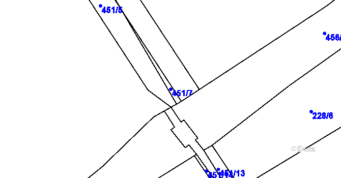 Parcela st. 451/7 v KÚ Václavov u Oskavy, Katastrální mapa