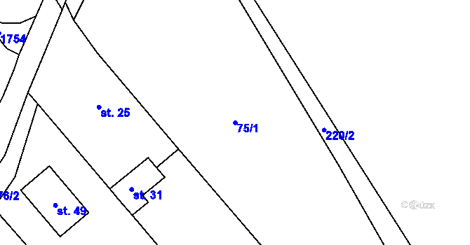 Parcela st. 75/1 v KÚ Čejkovice u Mladoňovic, Katastrální mapa