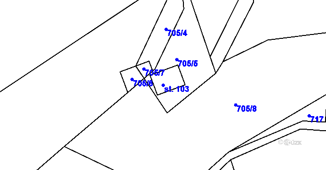 Parcela st. 103 v KÚ Deblov, Katastrální mapa