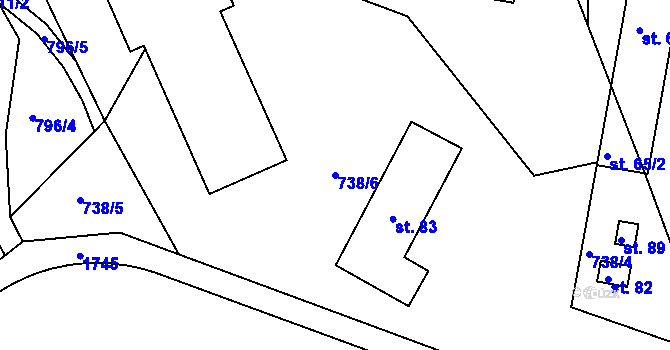 Parcela st. 738/6 v KÚ Deblov, Katastrální mapa