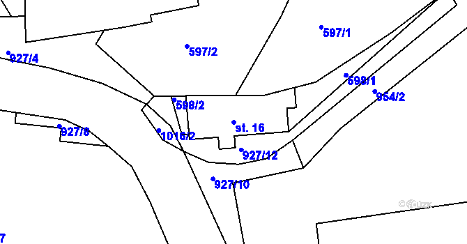 Parcela st. 16 v KÚ Deblov, Katastrální mapa