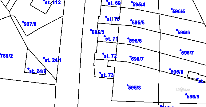 Parcela st. 72 v KÚ Deblov, Katastrální mapa