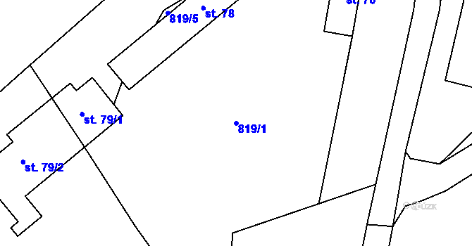 Parcela st. 819/1 v KÚ Deblov, Katastrální mapa
